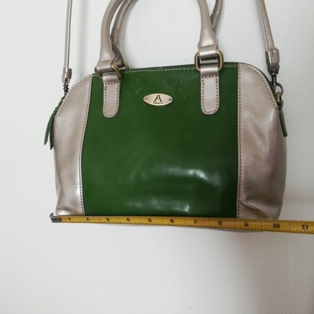 Aurielle Green Silver Gray Genuine Leather Crossbody Bag - Picture 13 of 16